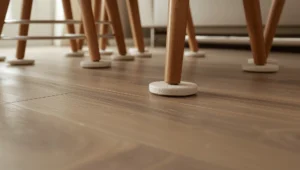 Furniture felt pads protecting laminate flooring - preventive care as best way to clean laminate flooring without damaging surfaces